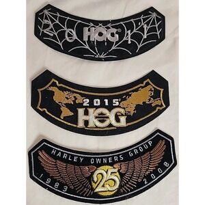 New HOG Harley Owners Group Patch  2008 Wings 2011 Spiderweb 2015 World Lot Of 3